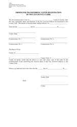 Document preview: Form AW4-1 Order for Transferring Voter Registration Duties to County Clerk - Texas