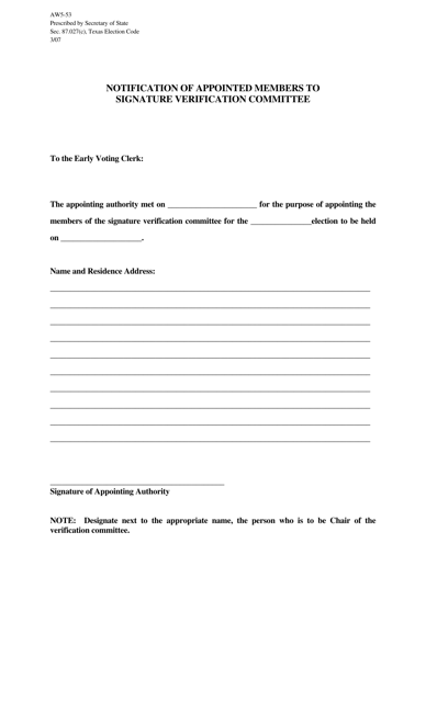 Form AW5-53  Printable Pdf