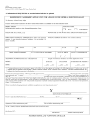 Form AW2-6 Independent Candidate&#039;s Application for a Place on the General Election Ballot - Texas (English/Spanish)