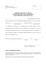 Document preview: Form AW8-26 Certification of 2nd Test of Automated Tabulating Equipment Used in Precinct Polling Place - Texas