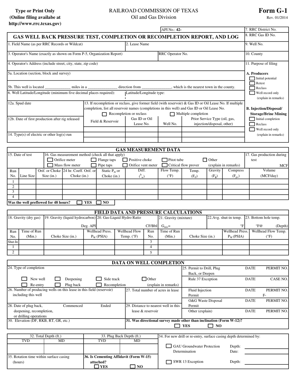 Form G-1 - Fill Out, Sign Online and Download Printable PDF, Texas ...