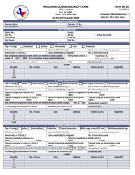 Document preview: Form W-15 Cementing Report - Texas