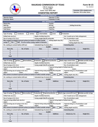 Form W-15 Cementing Report - Texas