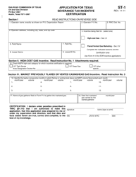 Form ST-1 &quot;Application for Texas Severance Tax Incentive Certification&quot; - Texas