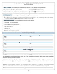Form T-4 Application for Permit to Operate a Pipeline in Texas (Natural Gas Pipelines) - Texas, Page 2