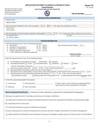 Form T-4 &quot;Application for Permit to Operate a Pipeline in Texas (Liquid Pipelines)&quot; - Texas