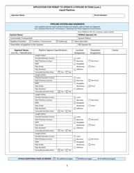 Form T-4 Application for Permit to Operate a Pipeline in Texas (Liquid Pipelines) - Texas, Page 3