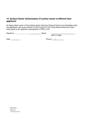 Form VCP-1 Voluntary Cleanup Program Application - Texas, Page 9