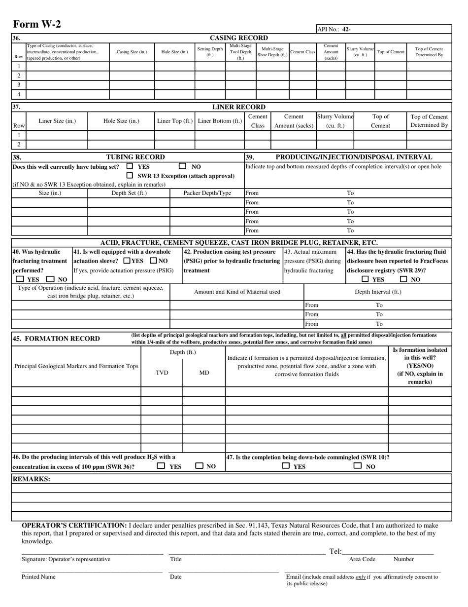 Form W-2 Oil Well Potential Test, Completion or Recompletion Report, and Log - Texas, Page 2