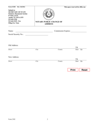 Form 2302 Notary Public Change of Address - Texas, Page 2