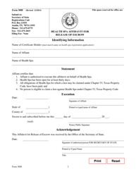 Form 3008 Health SPA Affidavit for Release of Escrow - Texas, Page 2