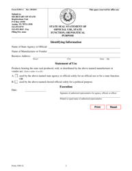 Form 3303-A State Seal Statement of Official Use, State Function, or Political Purpose - Texas, Page 2
