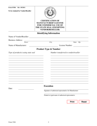 Form 3304 Certification of Manufacturer&#039;s License for Commercial Use of the State Seal (Exempting Vendor/Reseller) - Texas, Page 2