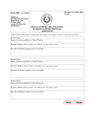 Document preview: Form 3804 Dental Support Organization Business Support Services Addendum - Texas