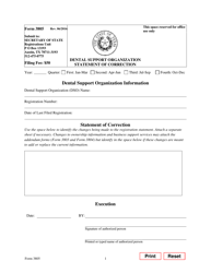Form 3805 Dental Support Organization Statement of Correction - Texas, Page 2