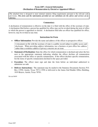 Form 2207 Declination of Remuneration by Elected or Appointed Officer - Texas