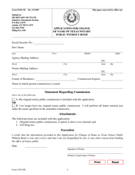 Form 2305-NB Application for Change of Name of Texas Notary Public Without Bond - Texas, Page 2
