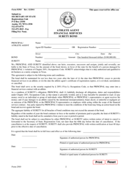 Form 2503 Athlete Agent Financial Services Surety Bond - Texas, Page 2