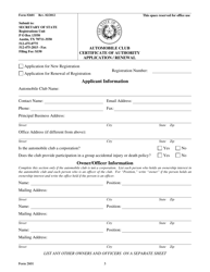 Form 2601 Automobile Club Certificate of Authority Application/Renewal - Texas, Page 3