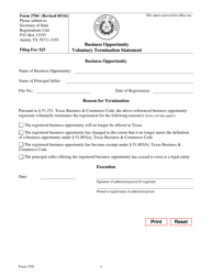Form 2704 Business Opportunity Voluntary Termination Statement - Texas, Page 2