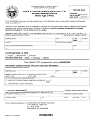 Document preview: Form BMV6316 Application for an Identification Card for Hearing-Impaired Driver - Ohio
