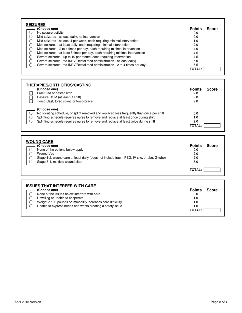 Private Duty Nursing Acuity Grid - Utah, Page 3
