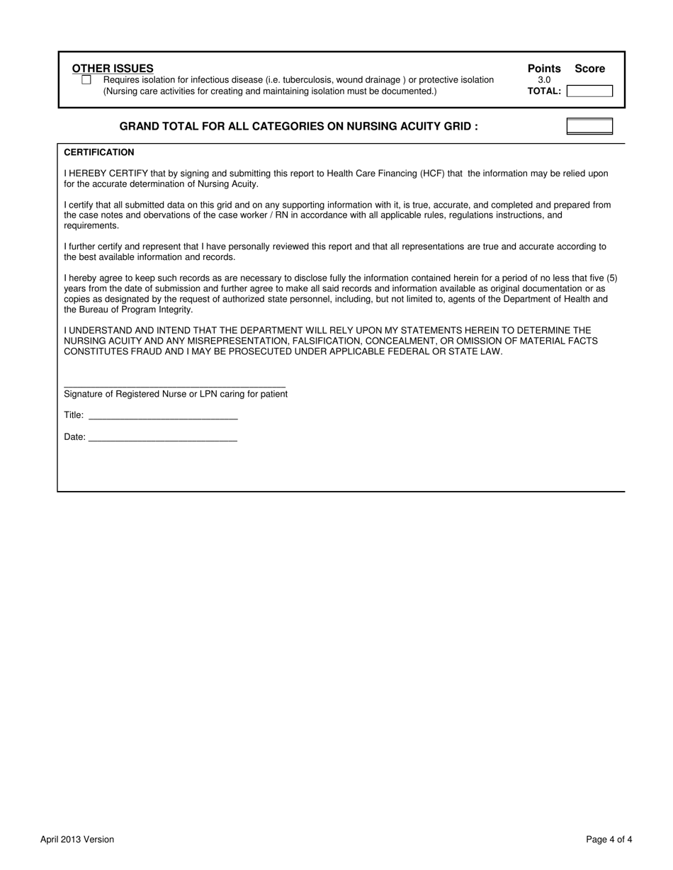 Private Duty Nursing Acuity Grid - Utah, Page 4