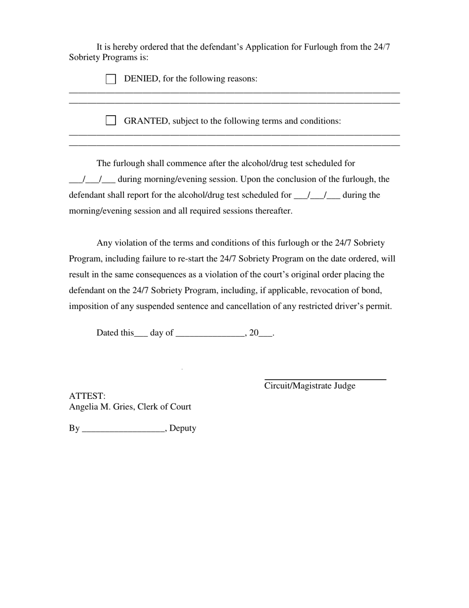 Application for Furlough From 24 / 7 Program and Order - South Dakota, Page 3
