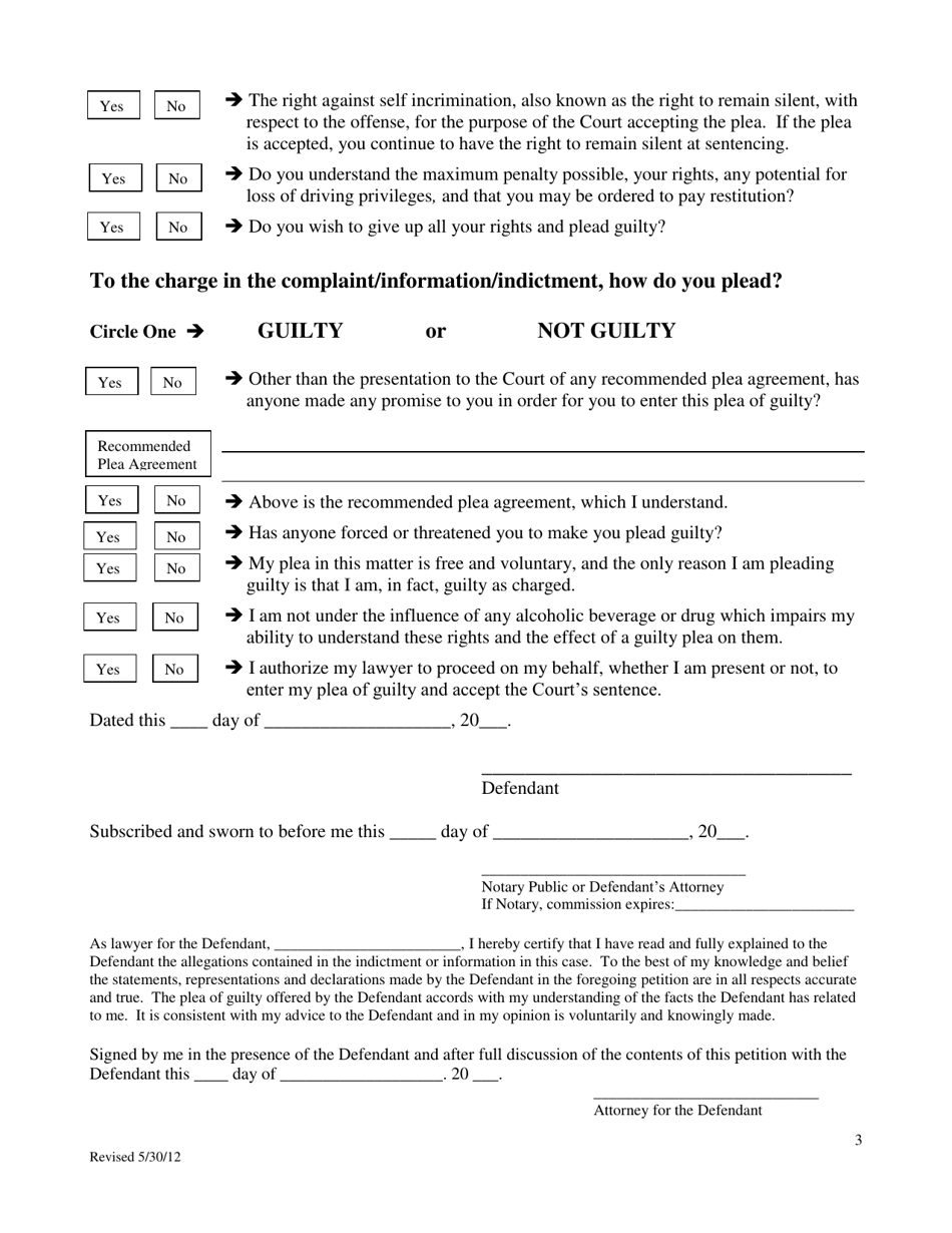 Petition to Give up Rights and Plead Guilty - South Dakota, Page 3