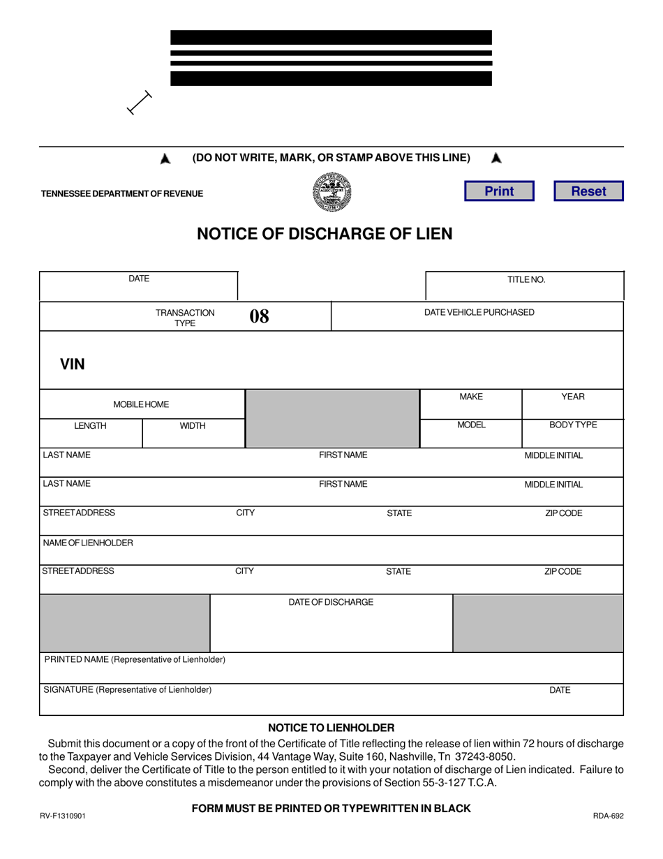 Form RV-F1310901 - Fill Out, Sign Online and Download Fillable PDF ...