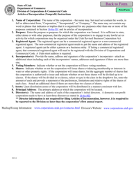 Document preview: Instructions for Articles of Incorporation (Nonprofit) - Utah
