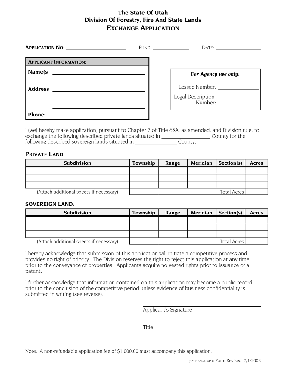 Exchange Application - Utah, Page 1