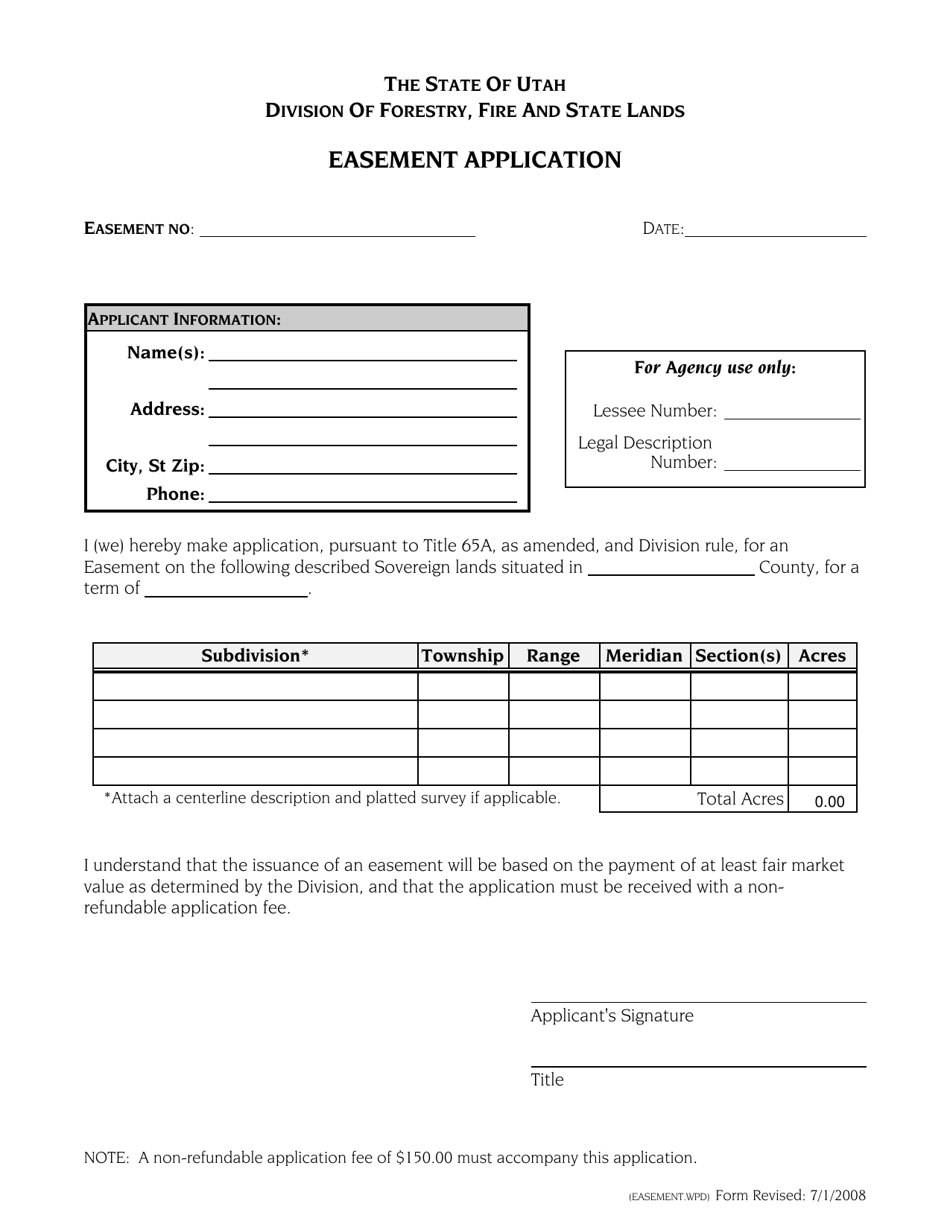 Easement Application - Utah, Page 1