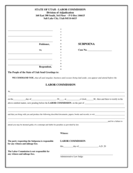 Utah Subpoena - Fill Out, Sign Online and Download PDF | Templateroller