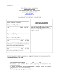 Form 502 Application for Hearing Failure of Diligent Pursuit - Utah