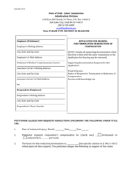 Form 402 &quot;Application for Hearing for Termination or Reduction of Compensation&quot; - Utah