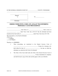Document preview: Form MHDD-5106 Order Under Tenn. Code Ann. 33-6-417 Transferring Probable Cause Proceedings - Tennessee