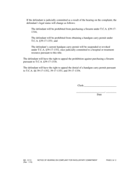 Form MH-5113 Notice of Hearing on Complaint for Involuntary Commitment Under Title 33, Chapter 6, Part 5, Tenn. Code Ann. - Tennessee, Page 2