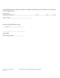 Form MHDD-5034 Certificate of Need Required Under. Tenn. Code Ann. 33-6-421 for Probable Cause Hearing - Tennessee, Page 3