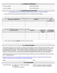 Appraisers Board Distance Education Instructor Application - South Carolina, Page 2