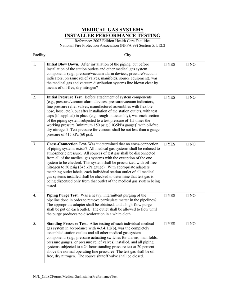 Medical Gas Systems Installer Performance Testing - South Dakota, Page 1