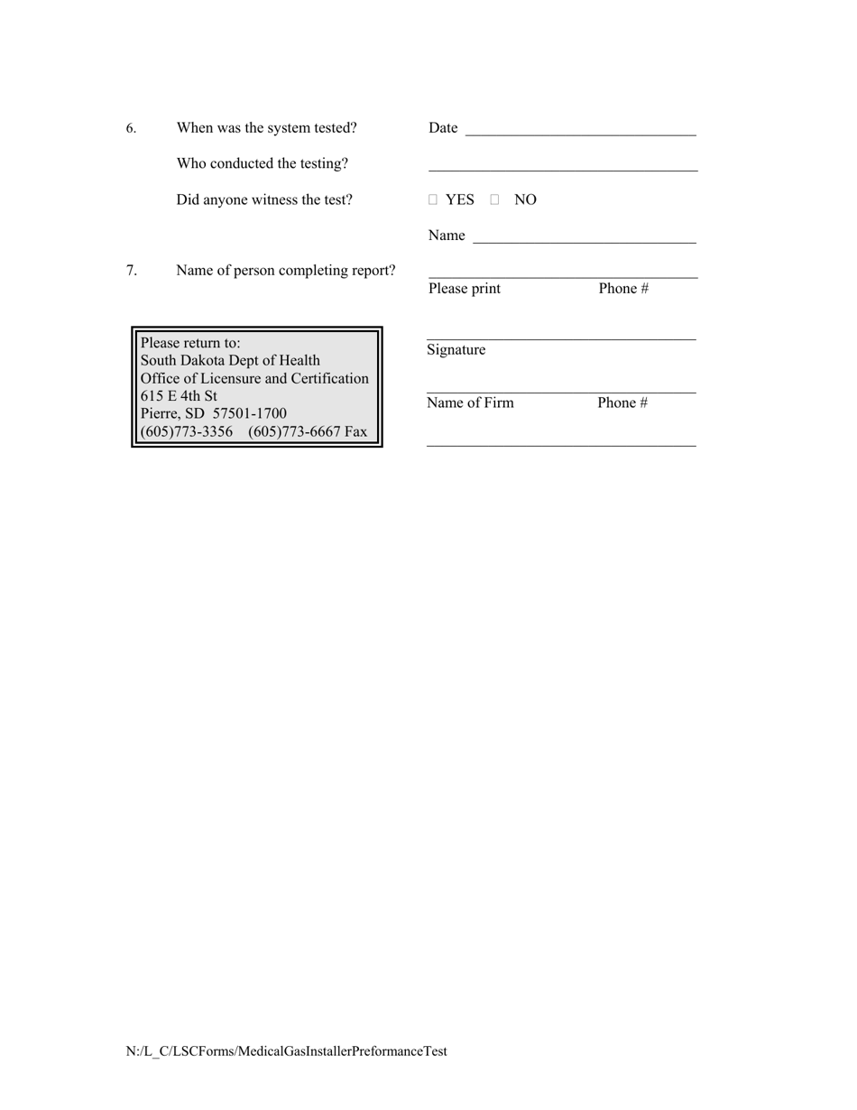 Medical Gas Systems Installer Performance Testing - South Dakota, Page 2