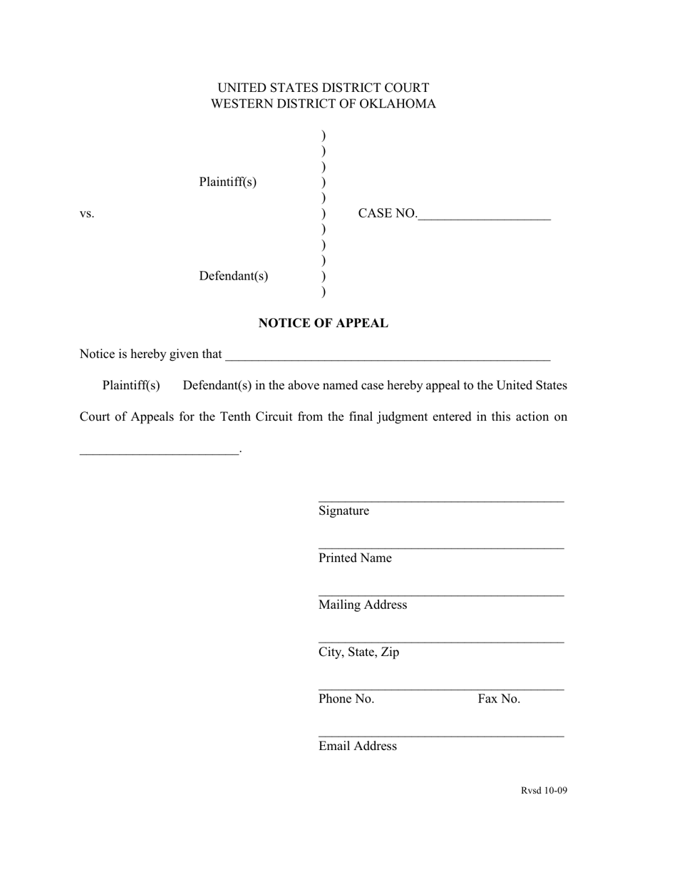 Notice of Appeal - Oklahoma, Page 1
