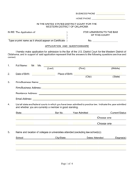 Attorney Admissions and Application Form - Oklahoma, Page 2