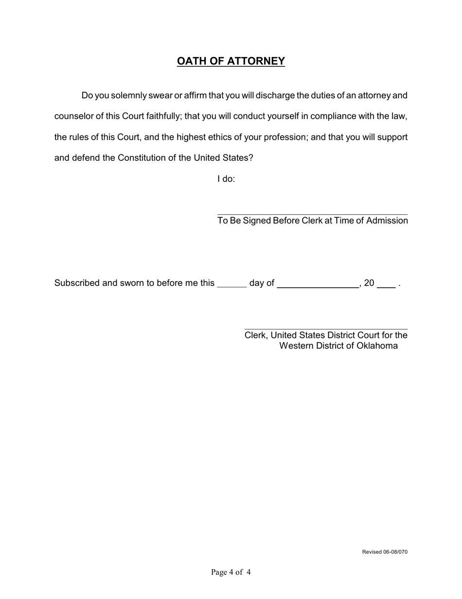 Attorney Admissions and Application Form - Oklahoma, Page 5