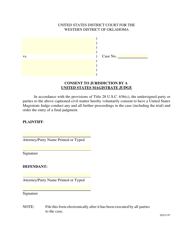Document preview: Consent to Jurisdiction by a United States Magistrate Judge - Oklahoma