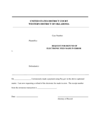 Document preview: Request for Refund of Electronic Fees Made in Error - Oklahoma