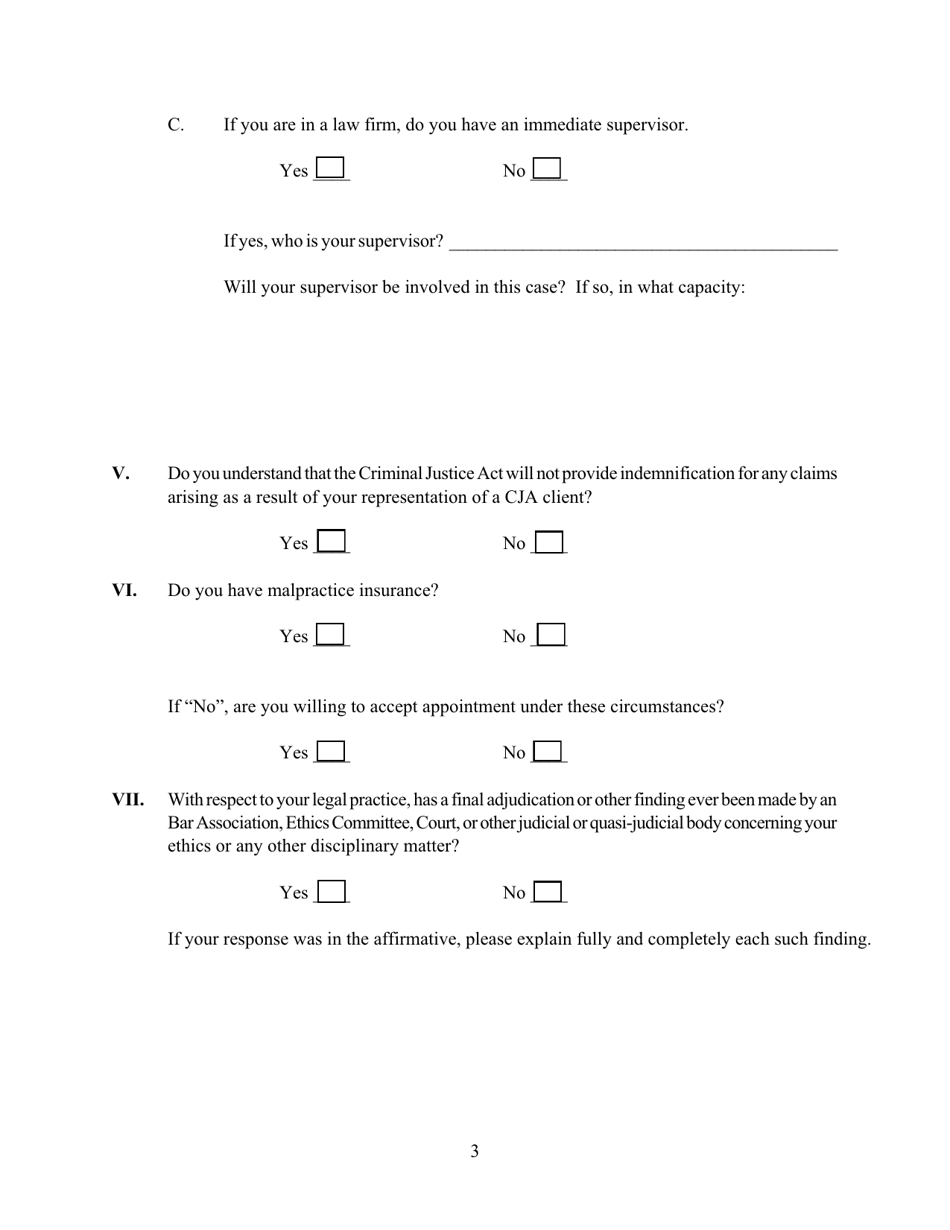Non-capital Habeas Corpus Criminal Justice Act Panel Application - Oklahoma, Page 3