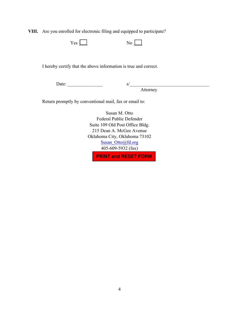 Non-capital Habeas Corpus Criminal Justice Act Panel Application - Oklahoma, Page 4