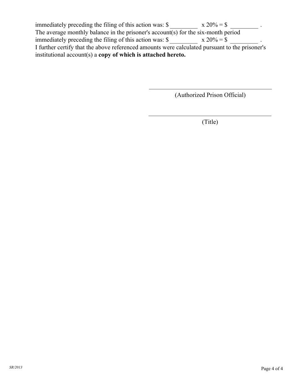 Application for Leave to Proceed in Forma Pauperis and Supporting Affidavit (Pursuant to 28 U.s.c. 1915 and 28 U.s.c. 1746 for Prisoner Cases) - Oklahoma, Page 4